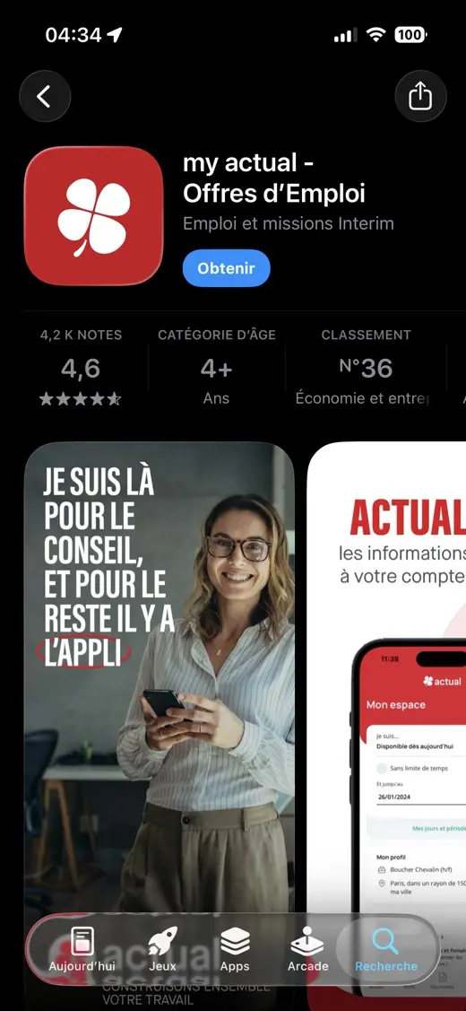 Application my actual sur l’App Store