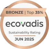 Médaille de bronze EcoVadis (Top 35%) récompensant la performance RSE d'Actual jusqu'en juin 2025.