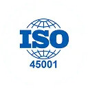 Logo de la certification ISO 45001 relative à la santé et à la sécurité au travail.